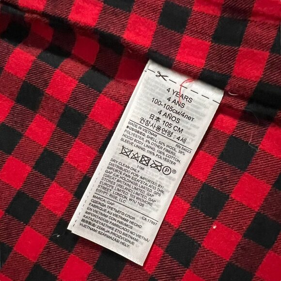 Baby Gap 4Y Red Wool Hooded Toggle Coat Peacoat - Picture 6 of 7